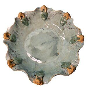 HUGE Pier 1 Majolica Pottery Frog Planter 16"